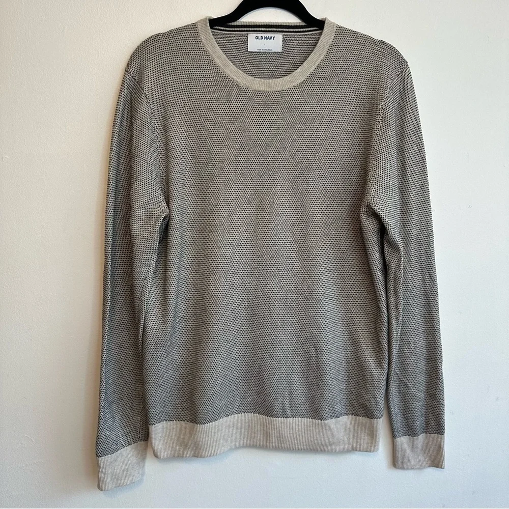 Old Navy Men’s L Large Vintage Long Sleeve Sweater Shirt Beige Cream